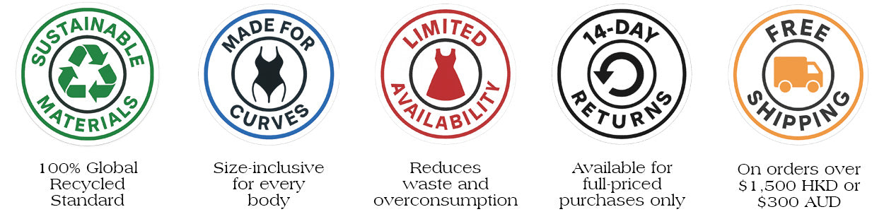 Infographic and offers for sustainable fabric garments, including shipping and returns