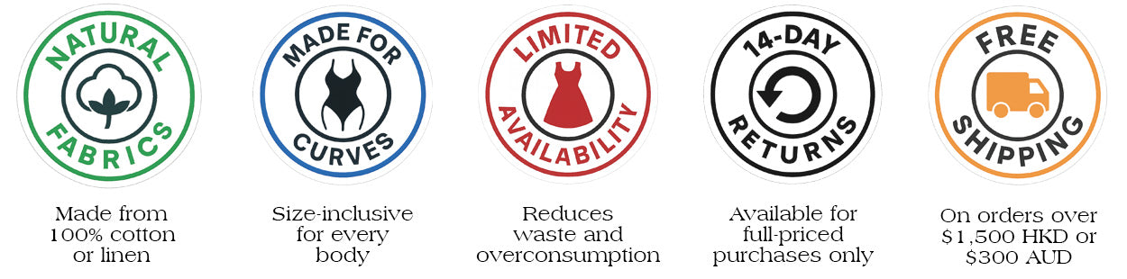 Infographic and offers for natural fabric garments, including shipping and returns