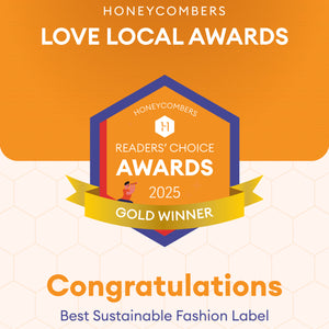 Cherry Bobbins awarded Honeycombers Readers' Choice Awards 2025 Gold Winner badge for Best Sustainable Fashion Label 