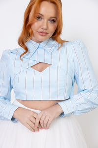 Bradshaw Blue Stripe Cropped Shirt