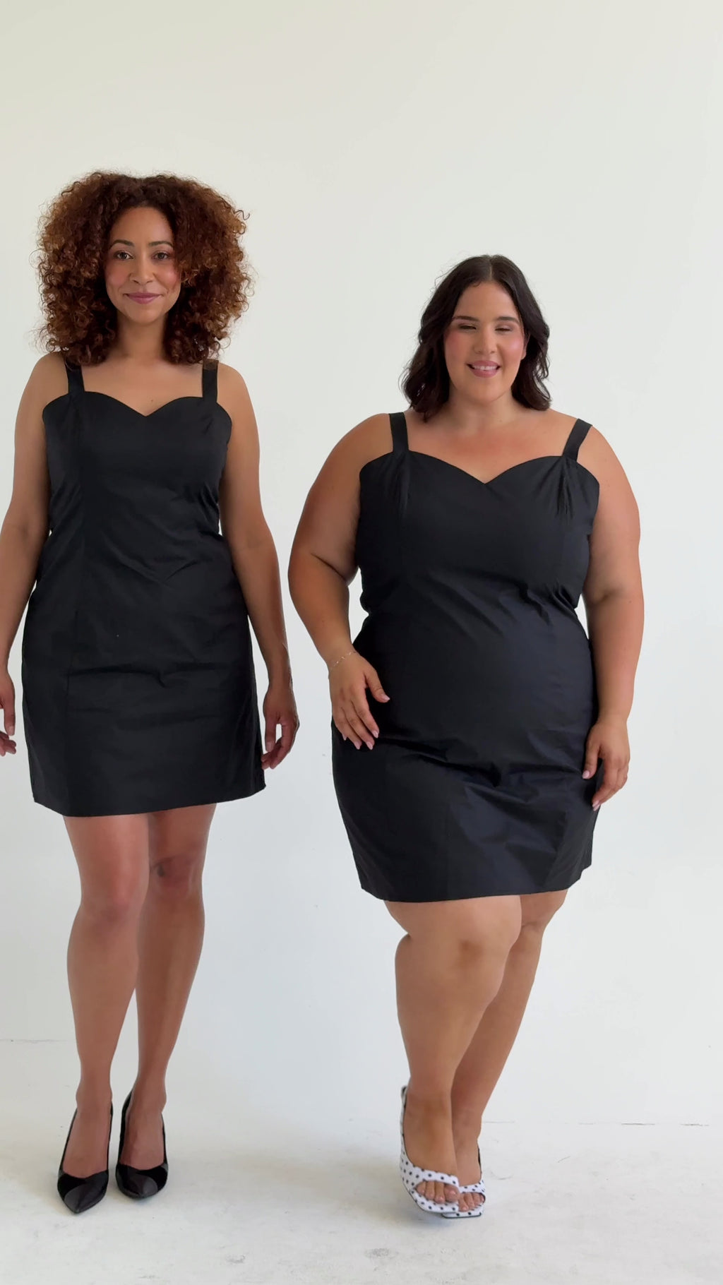 Style video of Cherry Bobbins Slip Dress. Made from sustainable cotton, shown on models in sizes 12, 16 and 20. 